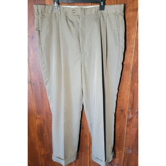 Vintage Chaps Ralph Lauren Men’s Trousers 42x30 Beige Pleated Cuffed Classic Fit - Picture 1 of 7